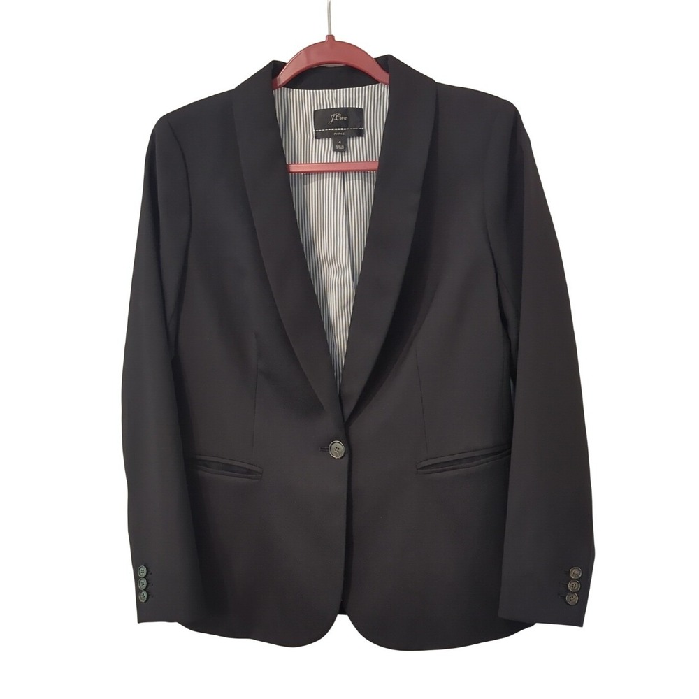 J Crew Parke Blazer Black Wool Stretch Office size 4